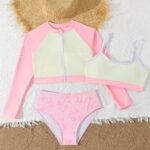 Traje de baño de dos piezas color rosa